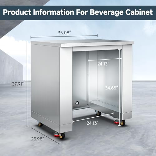BODEGA 24Inch Stainless-Steel Outdoor Kitchen Cabinet for Beverage Refrigerator,freestanding & Under Counter Kitchen Appliance Cabinets Module is Designed to UnderCounter Beverage Cooler - Image 2