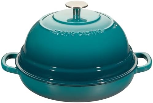EDGING CASTING Enameled Cast Iron Dutch Oven Pot with Lid, Round Bread Oven for Homemade Sourdough Bread Baking, 6 Quart, Darkcyan by EDGINGCOOKWARE