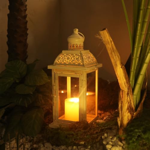 NEEDOMO 14.4" Lanterns Decorations Indoor, Hanging Candle Lantern Outdoor, Vintage Large Lantern Decor with Clear Glass, Metal Candle Holder for Home, Table, Patio, Rustic Farmhouse Wedding, Christmas - Image 7