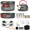 ALOCS 19pcs Camping Cookware Mess Kit, Pots and Pans Set with Kettle by Alocs