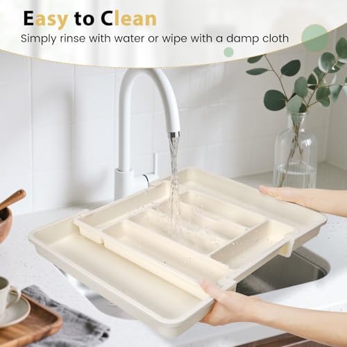 Caperci Large Silverware Organizer Tray for Kitchen Drawer Utensils Thicker - Image 6