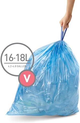 simplehuman Code V 60 Count Custom Fit Liners, Drawstring Kitchen Trash Bags, One-by-One Mess-Free Dispense, Extra Thick & Double Seamed, 50% PCR Plastic, 16-18 Liter / 4.2-4.8 Gallon, Blue - Image 2