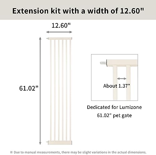 Lumizone 61.02" Extra Tall Pet Gate Extension Kit 12.6" Wide Cream - Image 2