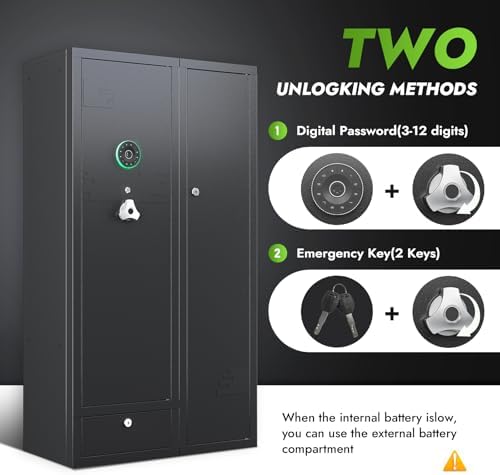 KAER 15-20 Gun Safe Gun Cabinet 2 in 1Large Gun Safes for Rifles and Pistols Rifle Safe for Home High Capacity Electronic Gun Cabinets for Rifles and Shotguns with Drawer,Removable Shelf - Image 4