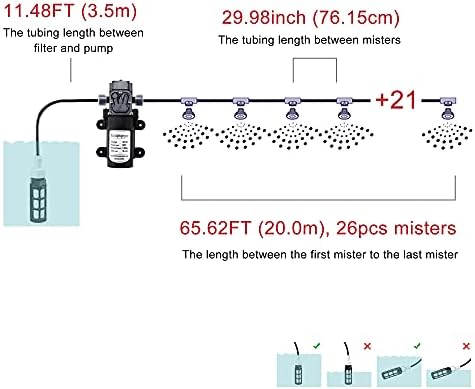 Outdoor Misting Cooling System with Pump Kit, 65.6FT(20M) Misting Line - Image 3