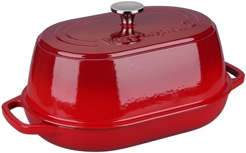 VORRINGARD Enameled Cast Iron Dutch Oven Pot with Dome Lid, Oval Bread Oven for Homemade Sourdough Bread Baking, Oven Safe up to 500°F, 6 Quart, Red - Image 6