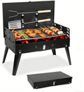 Portable Charcoal Grill for Outdoor Cooking–Foldable BBQ Grill with Adjustable Height, Removable Ash Catcher & Compact Storage Bag, Ideal for Camping, Picnics, Backyard Grilling, 16.7x10x17.7in by Moclever