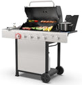 Kenmore 4-Burner Gas Grill with Side Burner, Outdoor BBQ Grill, Propane Gas Grill, Cast Iron Cooking Grates, Electronic Ignition, Warming Rack, Open Cart Design, 53000 BTUs, Stainless Steel by Kenmore