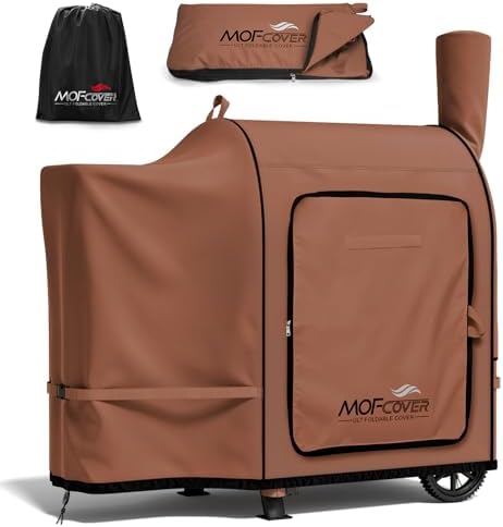 Foldable Grill Cover for Traeger Pro 34/780 Series, Waterproof 600D Heavy Duty Wood Pellet Smoker Cover, Fade＆Tear Resistant Pellet Grill Cover for Texas Elite 34 700/600/550,Caramel by Unknown