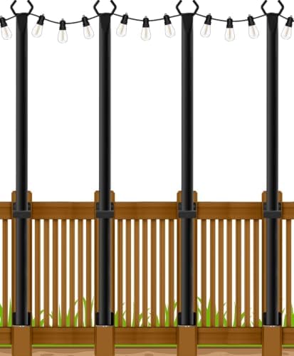 Beizelte 4 Pack 5Ft String Light Poles,Outside String Lights,Outdoor Light Poles,Metal Poles Stand for Patio,Backyard,Deck by Beizelte
