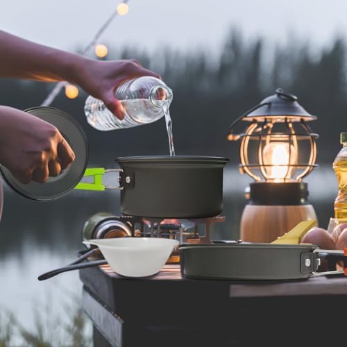 7Pcs Camping Pan Set - Backpack Cookware Pot and Pans Set, Survival Cooking Kit for Hiking, Picnic - Image 7