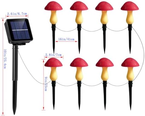 Solar Mushroom Lights Garden Decor 8 Red Crack Mushrooms Outdoor Decor Stake Lights, Waterproof Solar Pathway Light Gardening Gifts for Landscape Easter Gnomes Yard Halloween Christmas Decorations - Image 7