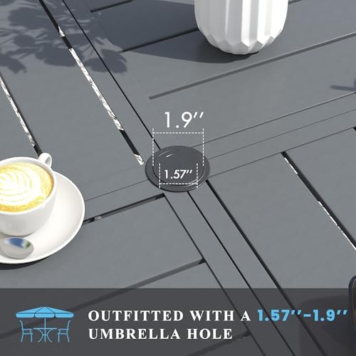 VICLLAX Patio Table and Chair Set of 8, All Weather Metal Round Outdoor Dining Furniture Set-53 Round Outdoor Table and Chairs, Grey Tabletop - Image 2
