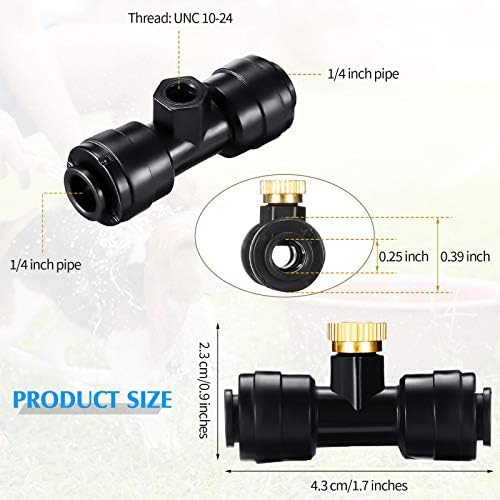 Ripeng 48 Pcs Brass Misting Nozzles Tees Plugs, 1/4 Inch Outdoor Mister - Image 2