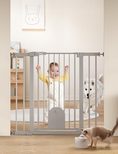 Babelio 36" Tall Baby Gate with Adjustable Cat Door, CatPrivilege I, 29-43" by BABELIO