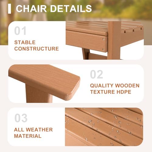 FUNBERRY Outdoor Dining Chair, HDPE All Weather Patio Chair for Outside - Image 3