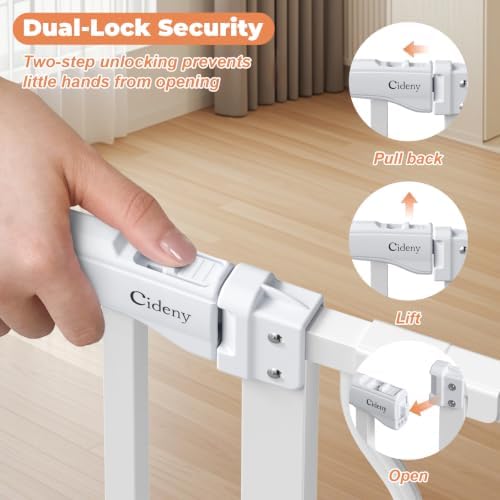34" Tall Baby Gate No Drilling, Auto Close Dog Gate Indoor, White - Image 6