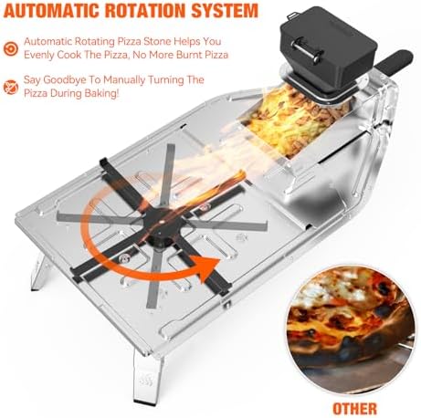 Mimiuo 12" Outdoor Wood Pellet Pizza Oven w/Auto-Rotating Stone, 60S Bake - Image 3