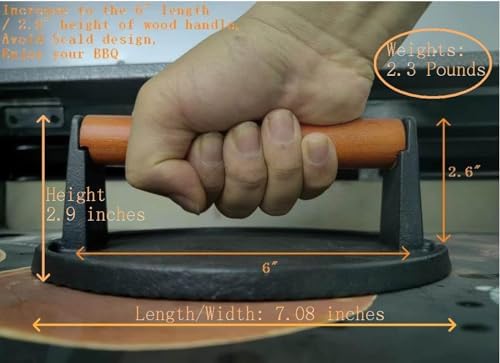 Firsgrill Burger Press 7.08" Round,Heavy-Duty Cast Iron Smash Burger Press Meat Steak With Wood Handle for Blackstone Camp chef Pitboss Weber Griddle Grills(Round) (Pack of 2) - Image 3