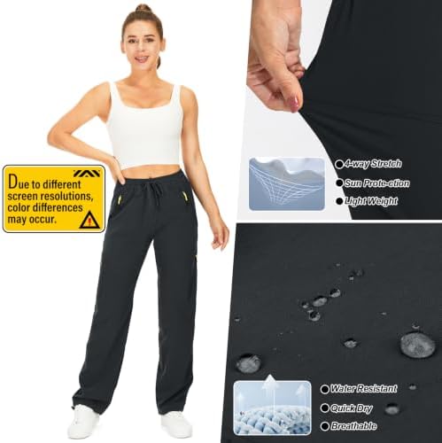 Toomett Women‘s Hiking Cargo Pants UPF 50 Quick Dry with Zipper Pockets - Image 5