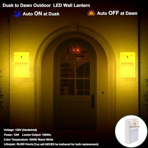 LIT-PaTH Outdoor Wall Light Fixture, Aluminum, LED 3000K, White, 2 Pack - Image 4