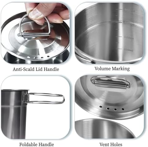 KOKKOYA Stainless Steel Camping Cups Mug Small Backpacking Bush Pot Set - Image 3