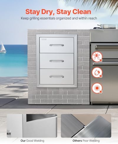 VEVOR Outdoor Kitchen Drawers 16"W x 21.5"H x 18"D Stainless Steel - Image 5