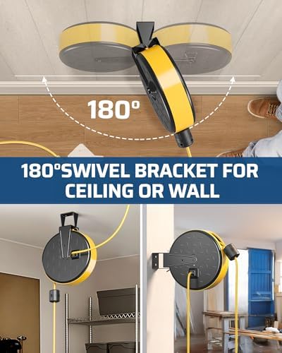 DEWENWILS Retractable Extension Cord Reel, Metal Reel with 30FT Power Cord - Image 4