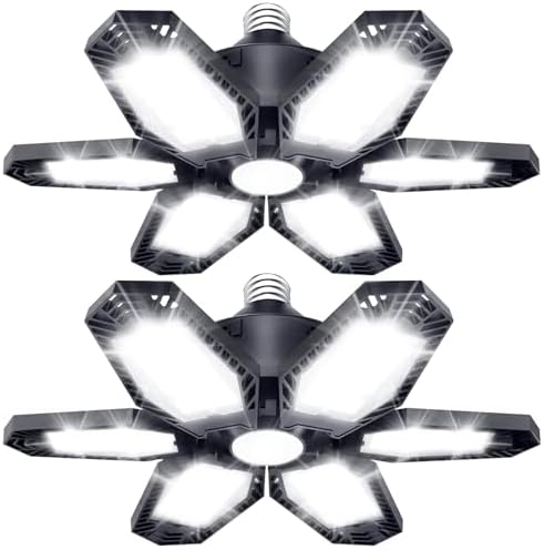 TANBABY 2 Pack LED Garage Lights, Deformable Ceiling Light, 30000LM 6500K by TANBABY