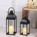 Lanterns Decorative Outdoor Indoor, 17'' 13'' Black Metal Outdoor Lanterns by MATAHUMbeyourbetterchoice