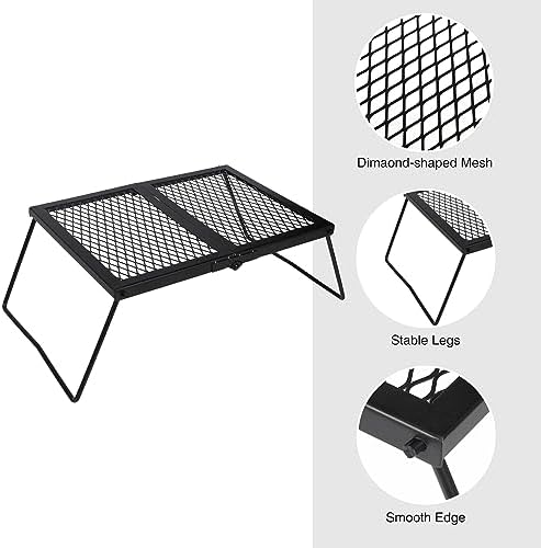 REDCAMP Folding Campfire Grill Heavy Duty Steel Grate, Portable Camp Fire Cooking Rack Over Fire Pit with Carrying Bag for Outdoor BBQ Camping - Image 3