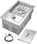 VEVOR Single Grilling Side Burner, 15,000BTU Liquid Propane Side Burner for Outdoor Kitchen, Convertible to Natural Gas, 304 Stainless Steel Built-in Single Grill Burners for BBQ Grill Island by VEVOR