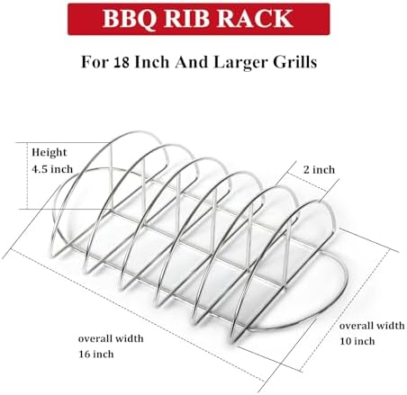 BBQ Rib Rack For Smoker Stainless Steel Rack For Large Big Green Egg and Kamado Joe Smoker Joe and 18" or Larger Grills Roast grill For Charcoal Grill Smoker - Image 2