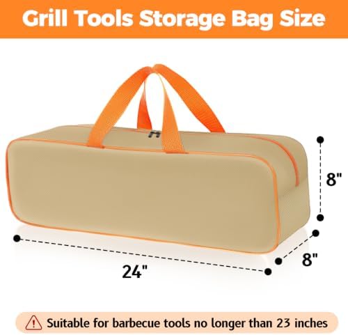 Grill Utensil Storage Bag for Outdoor Grilling, 24 x 8 x 8 in, Khaki - Image 2