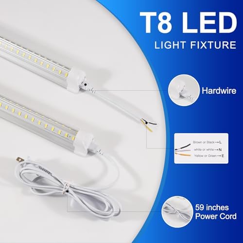 XLNYUUI Led Shop Lights,4FT LED Light 50W 6500K 7000LM Led Daylight,Garage Light Linkable Clear Cover Integrated V-Shape for Garage Warehouse Workbench Workshop(2-Pack) - Image 3