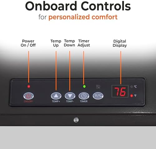 Comfort Zone 10,00W Hard-Wired Garage Heater – Industrial & Commercial Ceiling Mount, 240V Fan-Forced Heater with Remote, Digital Thermostat, Timer, 2 Heat Settings, Overheat Protection, Black - Image 2