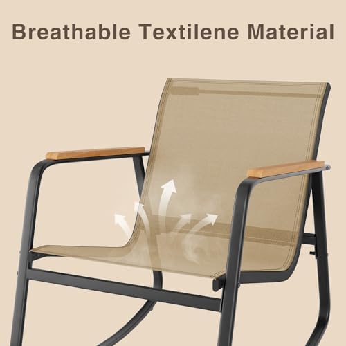 Ahomly 3-Piece Outdoor Rocking Bistro Set, Patio Set Textilene, Brown - Image 3