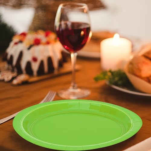 QZYL 50 Count Light Green Paper Plates 9" Round Disposable Green Plates Set - Image 4