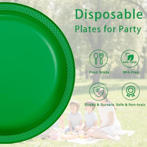 WELLIFE Green Plastic Plates 9 Inch 50 Count - Image 4