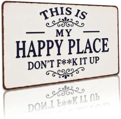 BHOKEM Funny Garden Sign My Happy Place Vintage Tin Sign 8x12 INCH by Unknown