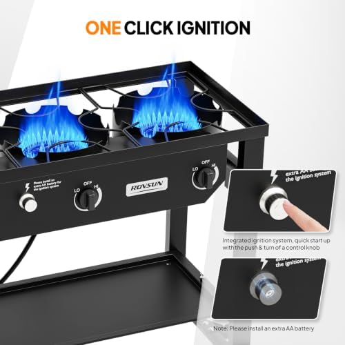 ROVSUN 3 Burner Propane Gas Stove with Foldable Workstation & Auto-Ignition - Image 5