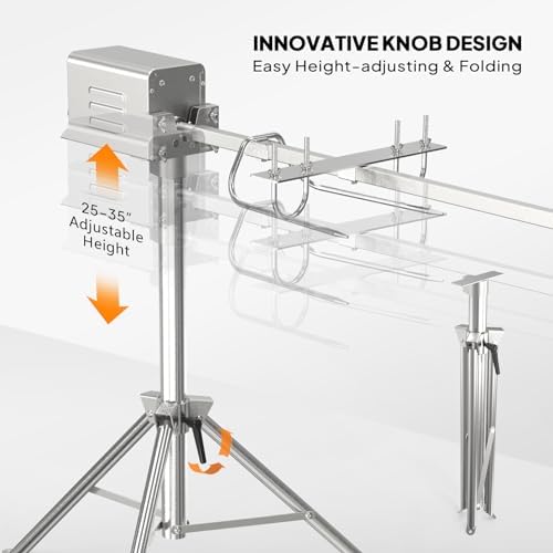Electric Rotisserie Grill Kit, 46" Pig Lamb Spit Roaster Stand Rotisserie w/Adjustable Height,Asador de Puerco, Charcoal Spit Rod Stainless Steel for Party Barbecue, 176 Lbs Capacity - Image 5