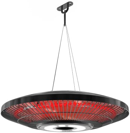 Electric Patio Heater Outdoor, ThermoMate 1500W Infrared Hanging Heater Ceiling Mounted with Chain, IP65 Waterproof Outdoor Heater for Porch, Gazebo, Balcony, Black by ThermoMate