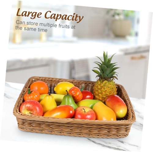 Desktop Magazine Storage Basket, Plastic Woven Fruit Basket for Kitchen - Image 5