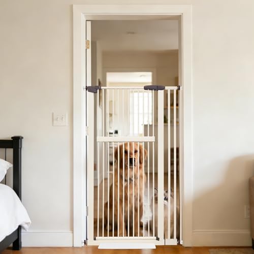 Lumizone 55.12" Extra Tall Pet Gate for Cat Dog 30.12"-38.38" Wide Cream by Lumizone