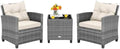 Tangkula 3 Pieces Patio Furniture Set, PE Rattan Wicker 3 Pcs Outdoor Sofa Set w/Washable Cushion and Tempered Glass Tabletop, Conversation Furniture for Garden Poolside Balcony (Mix Grey-White) by TANGKULA