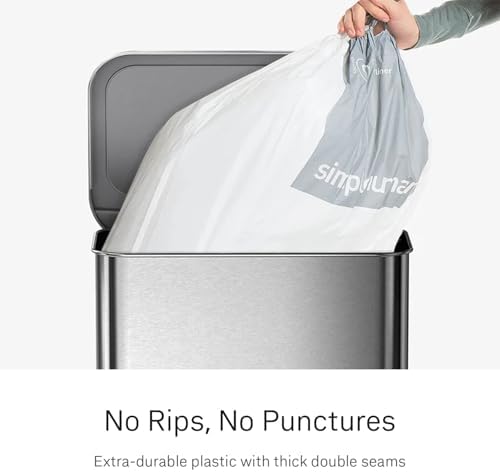 simplehuman Code G 200 Count Custom Fit Liners, Drawstring Kitchen Trash Bags, One-by-One Mess-Free Dispense, Extra Thick & Double Seamed, 50% PCR Plastic, 30 Liter / 8 Gallon, White - Image 4