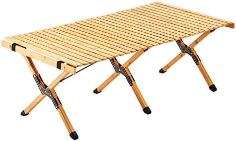 UNICOO –Bamboo Roll Up Picnic Table, Portable Camping Table W/Carry Bag, Low Height Foldable BBQ Top for Indoor & Outdoor Party, BBQ and Hiking (Natural, 4 FT) by UNICOO