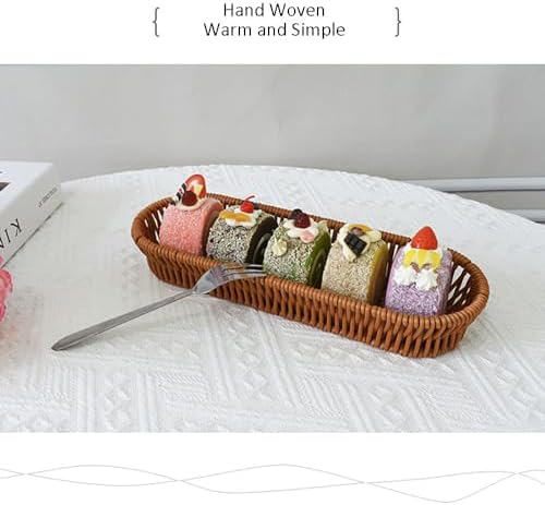 Silverware Organizer Basket, Silverware Basket for Drawer, Small Wicker Bread Cracker Baskets 6 Pack, Stackable Wicker Storage Baskets for Spoons Forks Knives Stationery (Oval) - Image 3