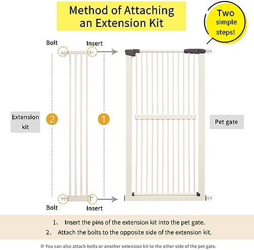 Lumizone 55.12" Extra Tall Pet Gate Extension Kit 8.27" Wide Cream - Image 4